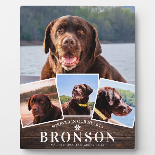 木製ペットメモリアル4枚写真コラージュ フォトプラーク (正面)