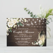 木製ホワイトローゼランタン素朴カップルのシャワー 招待状 (スタンド正面)