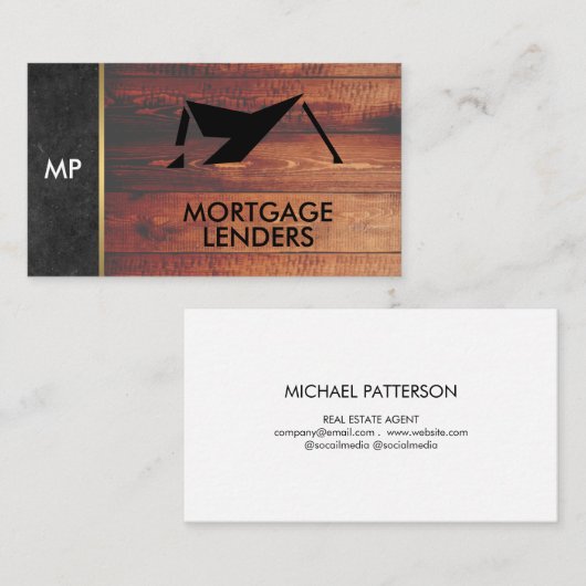 木製ホームアイコン |不動産実在代理業者 名刺 (正面/裏面)