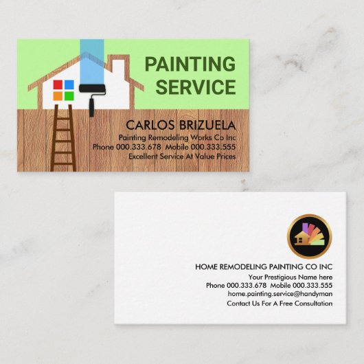 木製ホームフレームブ絵画ラシ 名刺 (正面/裏面)