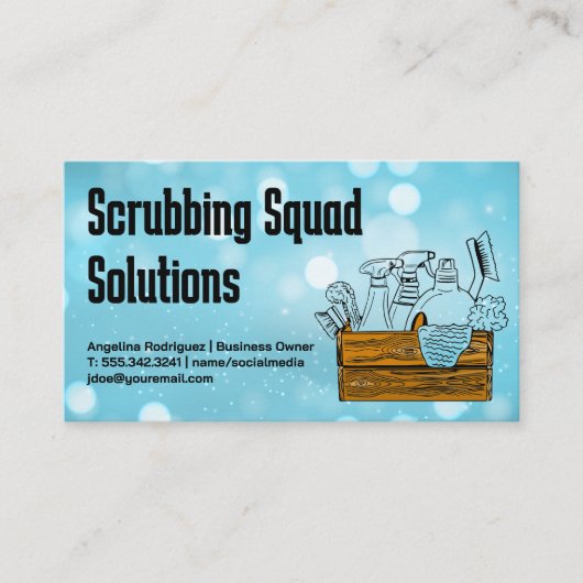 木製ボックスのホームクリーニングツール |メイド 名刺 (正面)