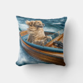 木製ボートのゴールデンヴィンテージレトリバー クッション (正面)