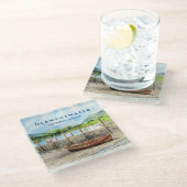 木製ボートのダーウェントウェイレイクディストリクトクンブリア ガラスコースター (アングル)