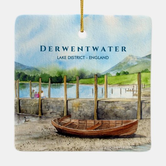 木製ボートのダーウェントウェイレイクディストリクトクンブリア セラミックオーナメント (裏面)