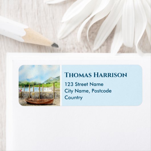 木製ボートのダーウェントウェイレイクディストリクトクンブリア ラベル (インサイチュ)