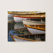 木製ボートセンターで明るい色のボート ジグソーパズル (横)