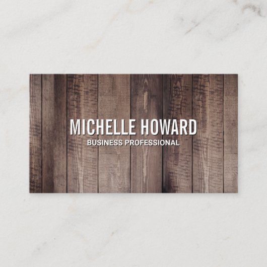 木製ボードの背景 名刺 (正面)