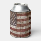 木製ボードアメリカ国旗 缶クーラー (缶正面)