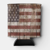 木製ボードアメリカ国旗 缶クーラー (正面)