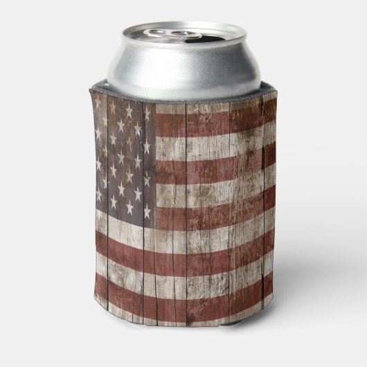 木製ボードアメリカ国旗 缶クーラー (缶裏面)
