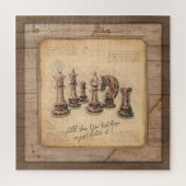木製ボードグランジプレーヤーのギフト上のチェス駒 ジグソーパズル (縦)