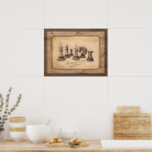 木製ボードグランジプレーヤーのギフト上のチェス駒 ポスター (キッチン)