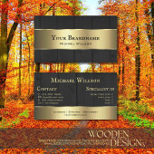 木製ボードブラックウッドグレインと金ゴールドデコール 名刺