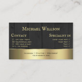 木製ボードブラックウッドグレインと金ゴールドデコール 名刺 (裏面)