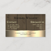 木製ボード暗褐色の木目金ゴールドデコール 名刺 (裏面)