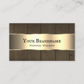 木製ボード暗褐色の木目金ゴールドデコール 名刺 (正面)