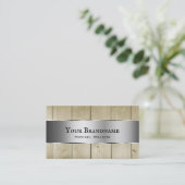 木製ボード薄茶色の木目銀色の装飾 名刺 (スタンド正面)