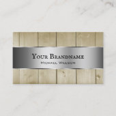 木製ボード薄茶色の木目銀色の装飾 名刺 (正面)