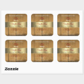 木製ボード製品の包装ラベルの縁ど金ゴールド スクエアシール (シート)