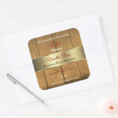 木製ボード製品の包装ラベルの縁ど金ゴールド スクエアシール (封筒)