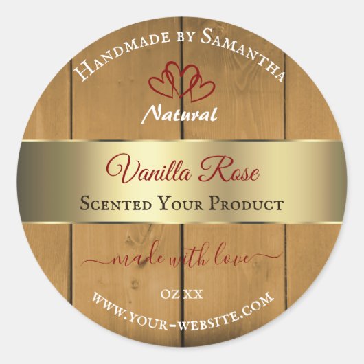 木製ボード製品の包装ラベルの縁ど金ゴールド ラウンドシール (正面)