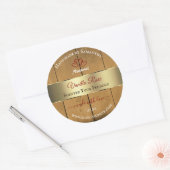 木製ボード製品の包装ラベルの縁ど金ゴールド ラウンドシール (封筒)