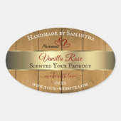 木製ボード製品の包装ラベルの縁ど金ゴールド 楕円形シール (正面)