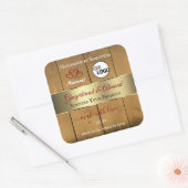 木製ボード製品ラベル金ゴールド縁どハートロゴ スクエアシール (封筒)