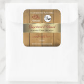 木製ボード製品ラベル金ゴールド縁どハートロゴ スクエアシール (バッグ)