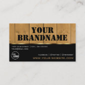 木製ボード黒と茶色の木目のロゴ 名刺 (裏面)