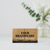 木製ボード黒と茶色の木目の外観カッコいい 名刺 (スタンド正面)