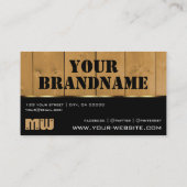 木製ボード黒褐色の木目モノグラム 名刺 (裏面)