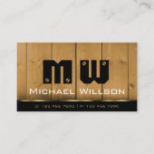 木製ボード黒褐色の木目モノグラム 名刺 (正面)