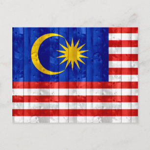 木製マレーシア国旗 ポストカード