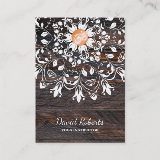 木製マンダラロゴカスタマイズヨガインストラクター 名刺 (正面)