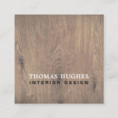 木製ミニマルエレガントインテリア設計者 スクエア名刺 (正面)