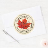 木製メープルシロップの赤楓の葉ラベル ラウンドシール (封筒)