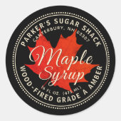 木製メープルシロップの赤楓の葉ラベル ラウンドシール (正面)