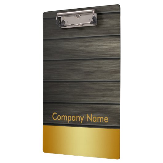 木製モダンエレガント金ゴールドフェイクフォイル会社ロゴ クリップボード (左)