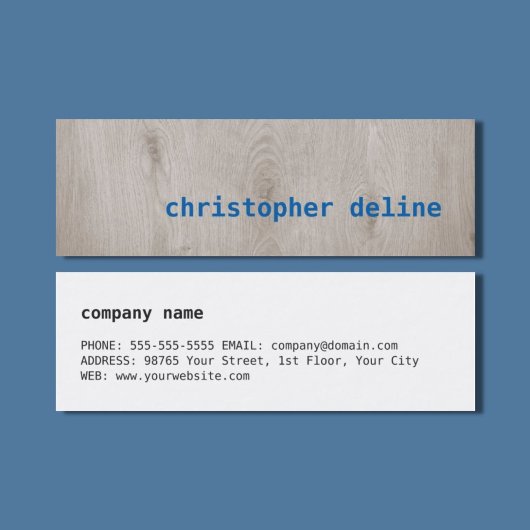 木製モダンカッコいいブルーコンサルタント スキニー名刺