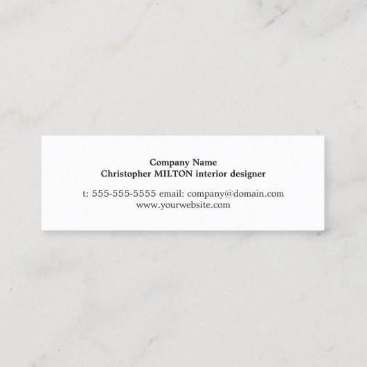 木製モダンモノグラはっきりしたムインテリア設計者 スキニー名刺 (裏面)