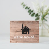 木製モダン素朴引っ越しました発表 ポストカード (スタンド正面)