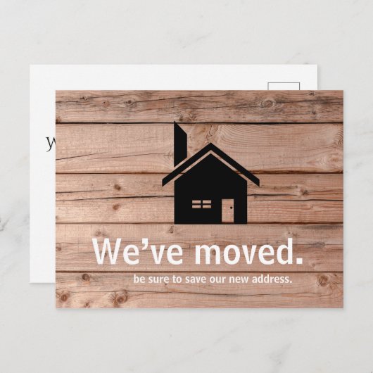木製モダン素朴引っ越しました発表 ポストカード (正面/裏面)
