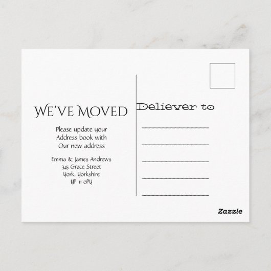 木製モダン素朴引っ越しました発表 ポストカード (裏面)