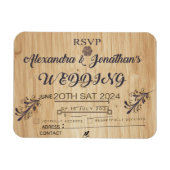 木製モダン背景結婚式招待状rsvp マグネット (横)