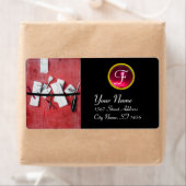 木製モノグラムの手紙ホルダー、赤ルビー黒 ラベル (インサイチュ)