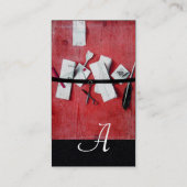 木製モノグラムレッドブラック紙のレターホルダー 名刺 (裏面)