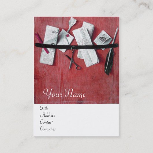 木製モノグラムレッド白の手紙ホルダー 名刺 (正面)