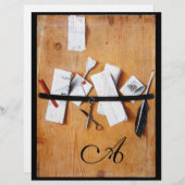 木製モノグラム褐色ホワイトブラックの手紙ホルダー (正面/裏面)