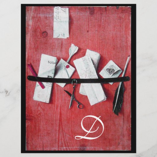 木製モノグラム赤ホワイト黒の手紙ホルダー (正面)